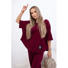 Bavlnený komplet blúzka a nohavice 6727 bordó - Kesi