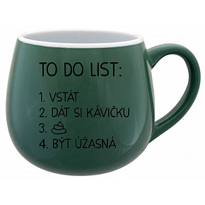 TO DO LIST:  BÝT ÚŽASNÁ - zelený keramický hrníček 300 ml