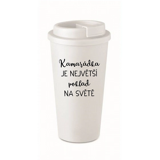 KAMARÁDKA JE NAJVÄČŠÍ POKLAD NA SVETE - biely termohrnček 475 ml