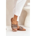Dámske šľapky na plochom podpätku 40381 Taupe - Zazoo