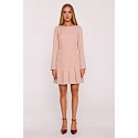 Šaty s obrátenými záhybmi M872 béžové - MOE