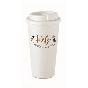 KAFE S DONÁŠKOU DO POSTELE - bílý termohrnek 475 ml