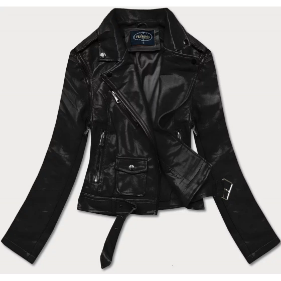 Čierna bunda ramoneska - vesta z eko kože FL202050 čierna - FLAM Mode