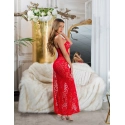 Dámske sexi krajkové šaty s výstrihom 0000K20862 Červená - Koucla