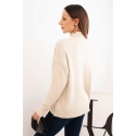 Dámsky sveter voľný štýl 35209 Béžový - K-Fashion