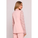 Dámske sako s čipkovými rukávmi M865 Púder ružová - MOE