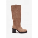 Dámske čižmy na podpätku LH-8 Béžová - JOIa shoes
