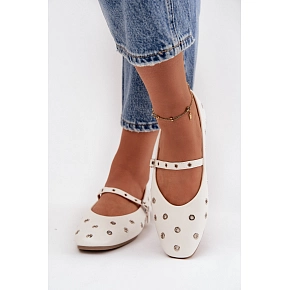 Dámske baleríny 21-41 bielo-strieborné - Diamantique