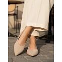 Baleriny damskie zamszowe z noskiem w szpic beżowe FashionStreet ZY1426