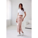 Saténová sukňa SPO0048 staroružová s bodkami - Roco Fashion