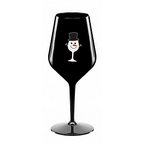 SNĚHULÁČEK - černá nerozbitná sklenice na víno 470 ml