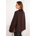 Dámska blúza z viskózy tmavo hnedá - FPrice