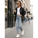 Kurtka damska pikowana z kapturem czarna FashionStreet TY5529