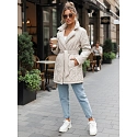 Kurtka damska przejściowa z paskiem jasnobeżowa FashionStreet TY5587