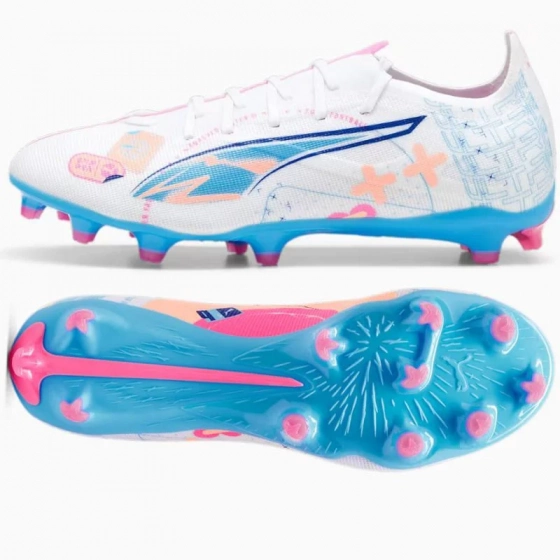 Pánske športové futbal topánky Ultra 5 Match Vol.Up FG/MG M 108064-01 Biela mix - Puma
