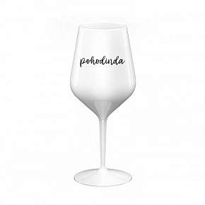 POHODINDA - bílá nerozbitná sklenice na víno 470 ml