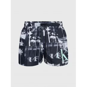 Pánske plavky KM0KM00968 0GL čiernobiele s palmami - Calvin Klein