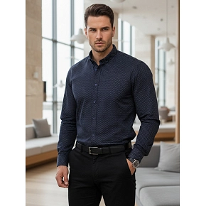 Koszula męska slim fit we wzory granatowa FashionStreet DX2689 Koszula męska slim fit we wzory granatowa FashionStreet DX2689