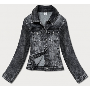 Krátka čierna dámska džínsová bunda (POP5989-K) - P.O.P Seven