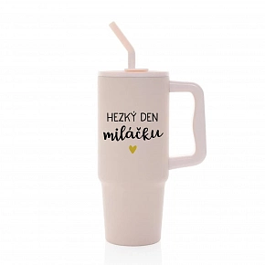 HEZKÝ DEN MILÁČKU - růžový cestovní termohrnek 900 ml HEZKÝ DEN MILÁČKU - růžový cestovní termohrnek 900 ml