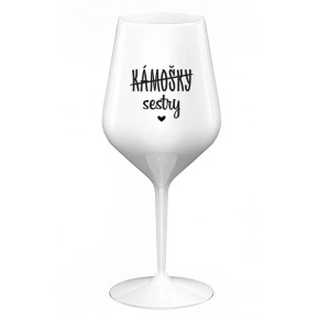 KÁMOŠKY - SESTRY - biely nerozbitný pohár na víno 470 ml