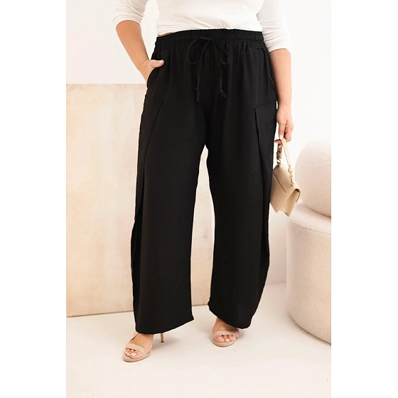Dámske bavlnené nohavice nadmerné 8118 čierne - Kesi