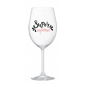 SUPER MÁMA (SPECIÁLNÍ EDICE) - čirá sklenice na víno 350 ml SUPER MÁMA (SPECIÁLNÍ EDICE) - čirá sklenice na víno 350 ml