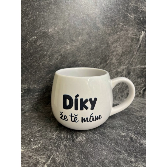 VĎAKA, ŽE ŤA MÁM - biely keramický hrnček 300 ml