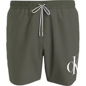 Pánske plavky MEDIUM DRAWSTRING KM0KM01003 LDY olivovo zelené - Calvin Klein