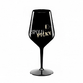 SPOLUPIČKY - černá nerozbitná sklenice na víno 470 ml