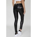 Dámske nohavice Hugz Black Faux Leather Mid Waist - HUGZJEANS