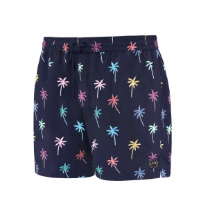 Pánske plavkové kraťasy Happy Self SM29-23 tm.modrá/ kvetinky -vzor - Self