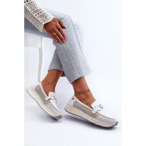 Dámske kožené mokasíny D&A TW210 biele - S.Barski