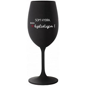 SOM HYDRA. RADA HYDRATUJEM! - čierny pohár na víno 350 ml