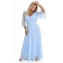 Dlhé trblietavé šaty plus size 654-3 modré - Numoco