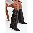 Dámske čižmy s vyhrnutým lemom D8262 Sarisse čierne - Sweet Shoes