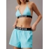 Dámske plážové šortky KW0KW02482 DCE sv. modré - Calvin Klein