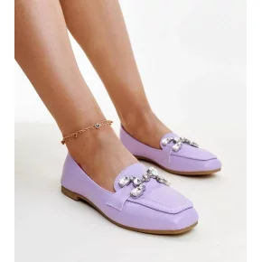 Dámske mokasíny s ozdobnou sponou M615 Purple svetlo fialová - Wellspring