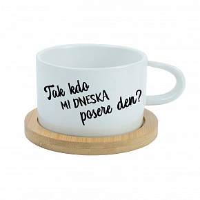 TAK KDO MI DNESKA POSERE DEN? - bílý hrníček makronka 200 ml