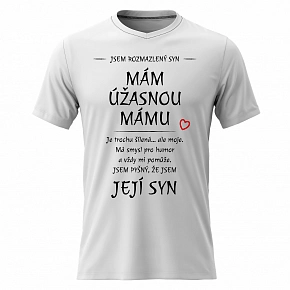 Pánské bavlněné tričko s potiskem - MÁM ÚŽASNOU MÁMU - bílé 