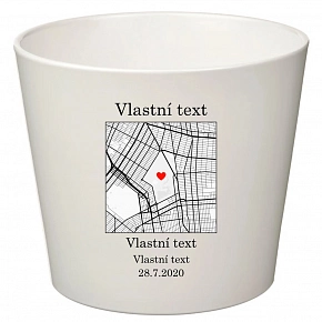 Personalizovaný keramický květináč s mapou - velký