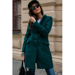 Dámsky kabát 184493 - PLA0012 tmavo zelený - Roco Fashion
