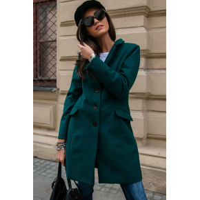 Dámsky kabát 184493 - PLA0012 tmavo zelený - Roco Fashion