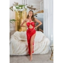 Dámske sexi krajkové šaty s výstrihom 0000K20862 Červená - Koucla