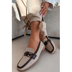 Dámske mokasíny Loafersy H8-515 hnedo-bežové - Evelora
