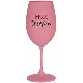 MOJE TERAPIE - růžová sklenice na víno 350 ml
