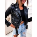 Čierna bunda ramoneska - vesta z eko kože FL202050 čierna - FLAM Mode