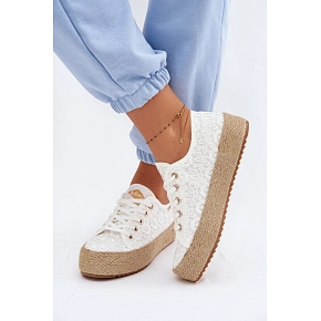Čipkové tenisky espadrilky LCW-26-31-4326 biele - Lee Cooper Čipkové tenisky espadrilky LCW-26-31-4326 biele - Lee Cooper
