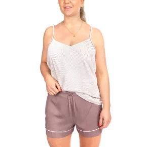 Dámske pyžamové kraťasy QS6449E-DVB hnedá - Calvin Klein