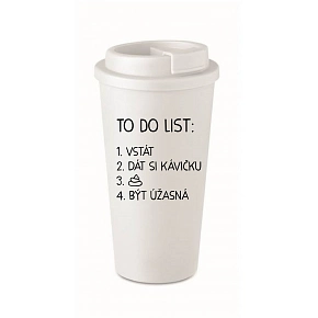 TO DO LIST:  BÝT ÚŽASNÁ - bílý termohrnek 475 ml